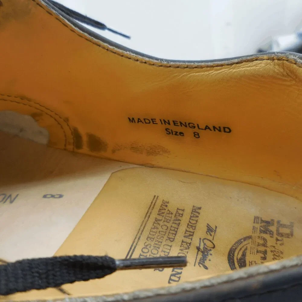 Vintage Dr. Martens Mens Black Original Made In England Oxford Shoes Size 8 90s - Picture 12 of 13
